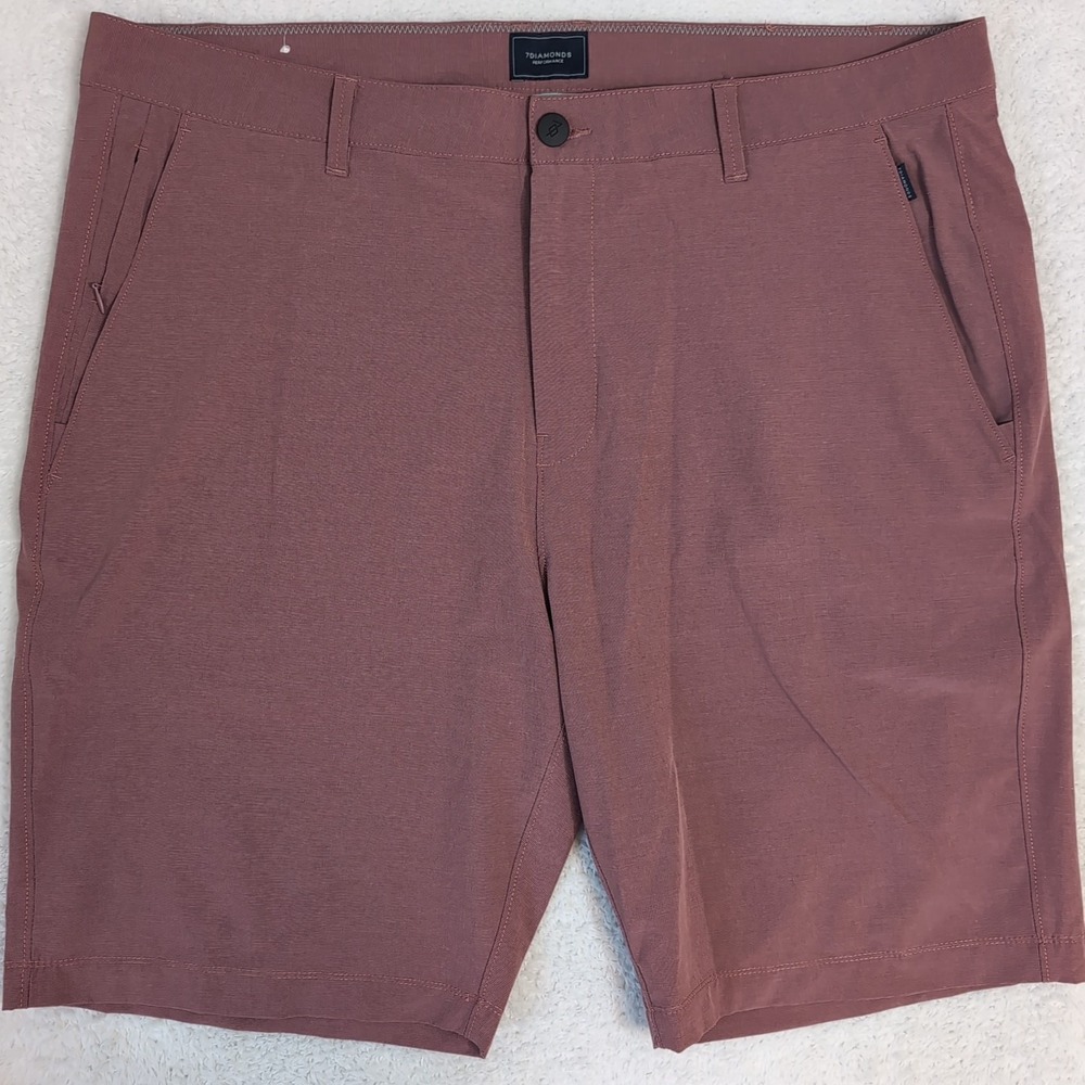 NEW 7 Diamonds Shorts Mens 40 Chalky Red 10" Ins Aeroplane Performance Chino Zip